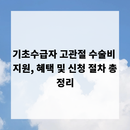 기초수급자 고관절 수술비 지원, 혜택 및 신청 절차 총정리