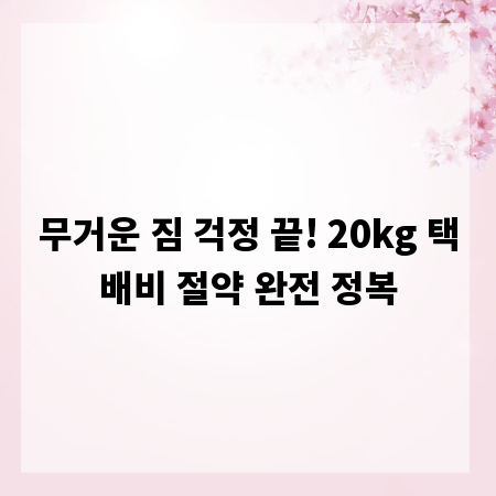 무거운 짐 걱정 끝! 20kg 택배비 절약 완전 정복