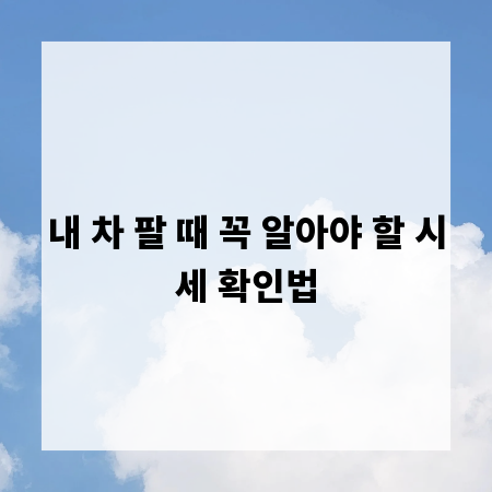 내 차 팔 때 꼭 알아야 할 시세 확인법