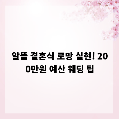 알뜰 결혼식 로망 실현! 200만원 예산 웨딩 팁