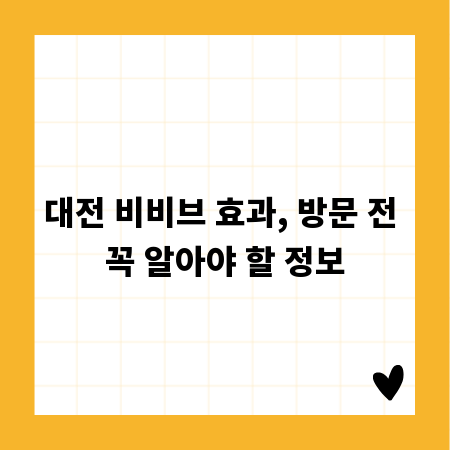 대전 비비브 효과, 방문 전 꼭 알아야 할 정보