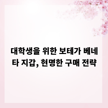 대학생을 위한 보테가 베네타 지갑, 현명한 구매 전략