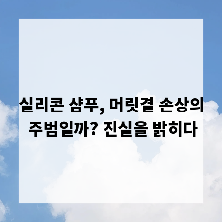 실리콘 샴푸, 머릿결 손상의 주범일까? 진실을 밝히다