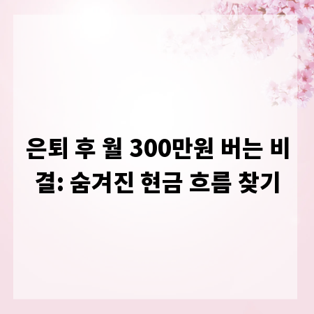 은퇴 후 월 300만원 버는 비결: 숨겨진 현금 흐름 찾기