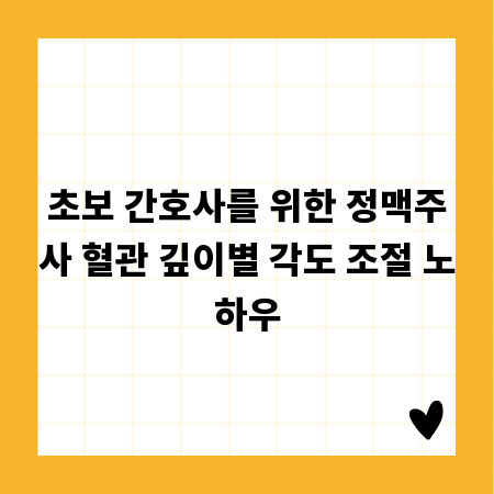 초보 간호사를 위한 정맥주사 혈관 깊이별 각도 조절 노하우