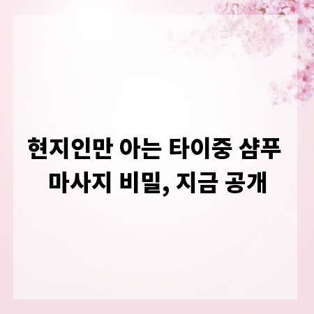현지인만 아는 타이중 샴푸 마사지 비밀, 지금 공개