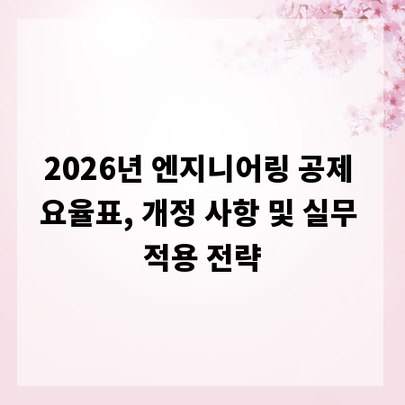 2026년 엔지니어링 공제 요율표, 개정 사항 및 실무 적용 전략
