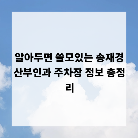 알아두면 쓸모있는 송재경산부인과 주차장 정보 총정리