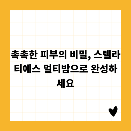 촉촉한 피부의 비밀, 스텔라티에스 멀티밤으로 완성하세요