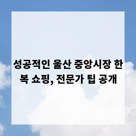 성공적인 울산 중앙시장 한복 쇼핑, 전문가 팁 공개
