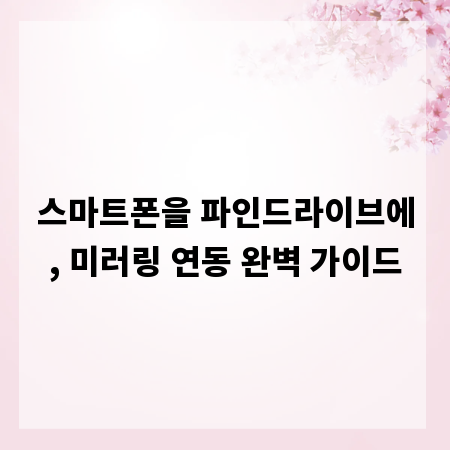 스마트폰을 파인드라이브에, 미러링 연동 완벽 가이드