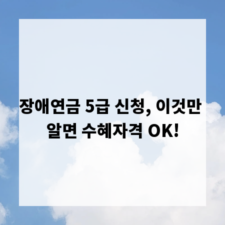 장애연금 5급 신청, 이것만 알면 수혜자격 OK!