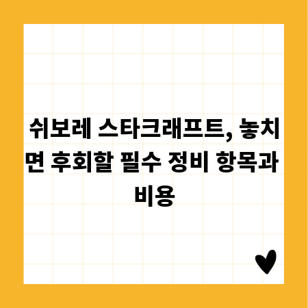 쉬보레 스타크래프트, 놓치면 후회할 필수 정비 항목과 비용