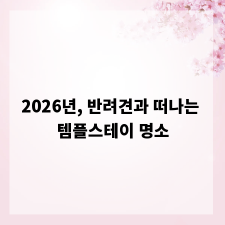 2026년, 반려견과 떠나는 템플스테이 명소