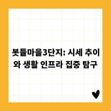 봇들마을3단지: 시세 추이와 생활 인프라 집중 탐구