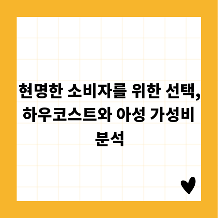 현명한 소비자를 위한 선택, 하우코스트와 아성 가성비 분석