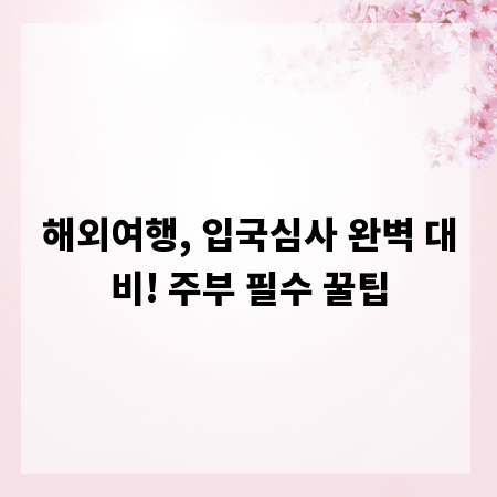 해외여행, 입국심사 완벽 대비! 주부 필수 꿀팁