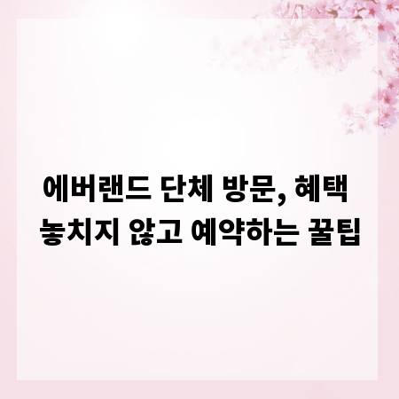 에버랜드 단체 방문, 혜택 놓치지 않고 예약하는 꿀팁