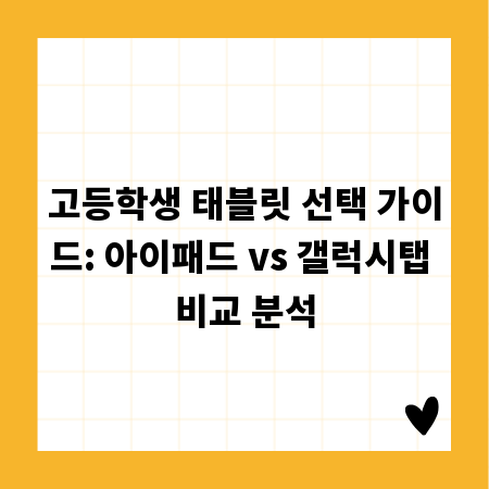 고등학생 태블릿 선택 가이드: 아이패드 vs 갤럭시탭 비교 분석