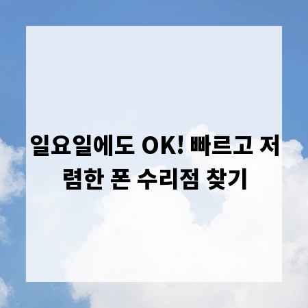 일요일에도 OK! 빠르고 저렴한 폰 수리점 찾기