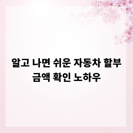 알고 나면 쉬운 자동차 할부금액 확인 노하우