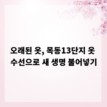 오래된 옷, 목동13단지 옷 수선으로 새 생명 불어넣기