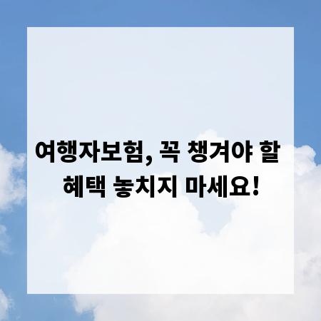 여행자보험, 꼭 챙겨야 할 혜택 놓치지 마세요!