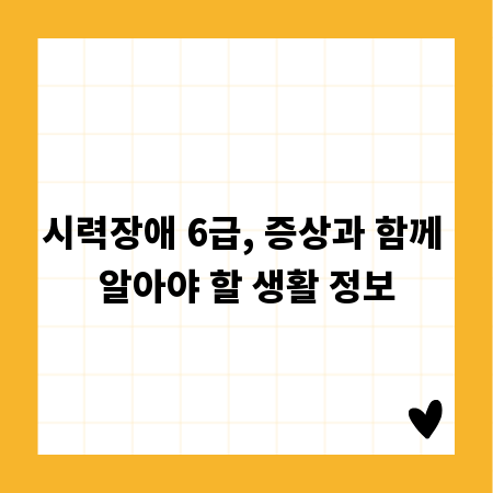시력장애 6급, 증상과 함께 알아야 할 생활 정보
