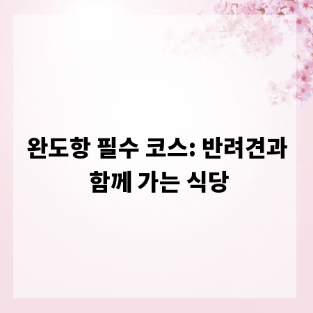 완도항 필수 코스: 반려견과 함께 가는 식당