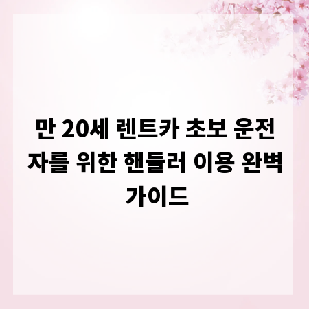 만 20세 렌트카 초보 운전자를 위한 핸들러 이용 완벽 가이드