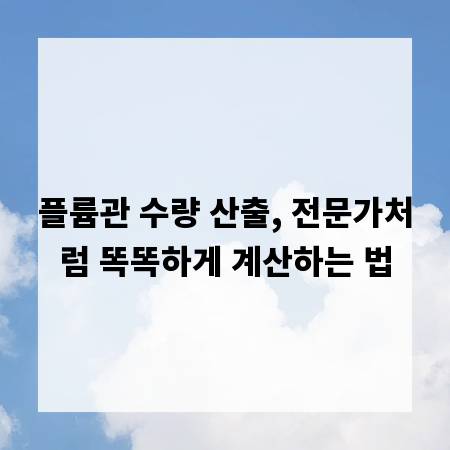 플륨관 수량 산출, 전문가처럼 똑똑하게 계산하는 법