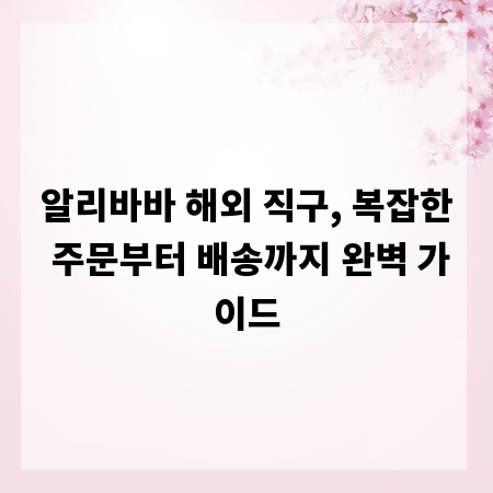 알리바바 해외 직구, 복잡한 주문부터 배송까지 완벽 가이드