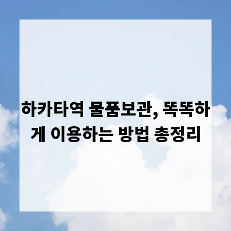하카타역 물품보관, 똑똑하게 이용하는 방법 총정리