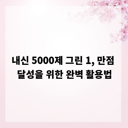내신 5000제 그린 1, 만점 달성을 위한 완벽 활용법