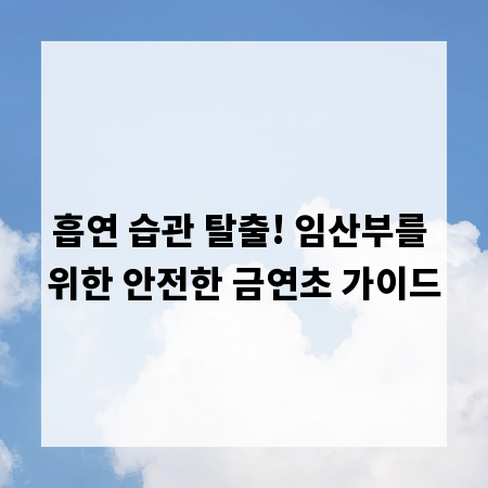 흡연 습관 탈출! 임산부를 위한 안전한 금연초 가이드
