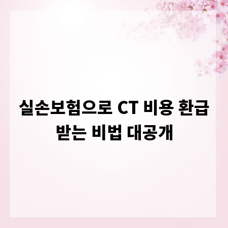 실손보험으로 CT 비용 환급받는 비법 대공개