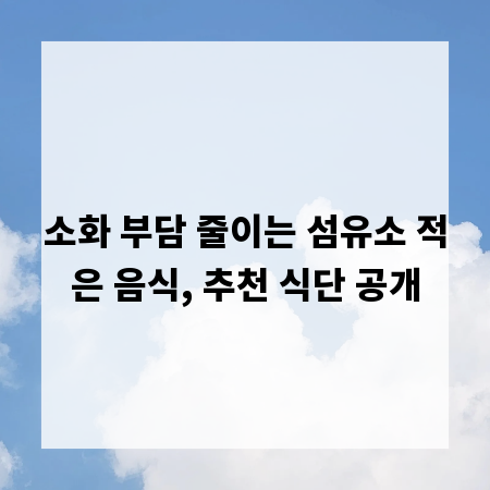 소화 부담 줄이는 섬유소 적은 음식, 추천 식단 공개