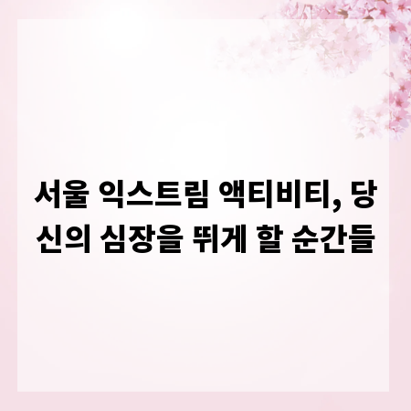 서울 익스트림 액티비티, 당신의 심장을 뛰게 할 순간들
