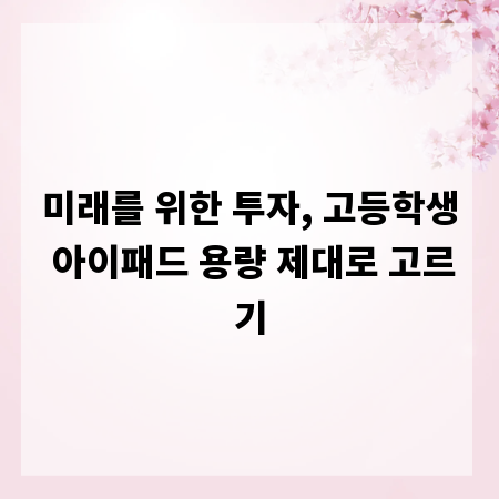 미래를 위한 투자, 고등학생 아이패드 용량 제대로 고르기
