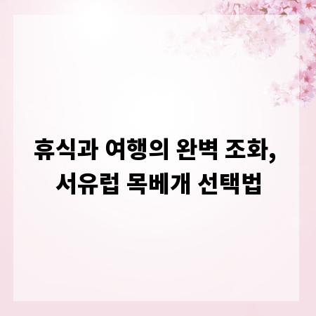 휴식과 여행의 완벽 조화, 서유럽 목베개 선택법