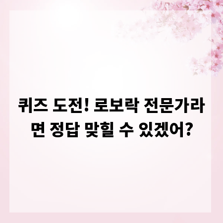 퀴즈 도전! 로보락 전문가라면 정답 맞힐 수 있겠어?