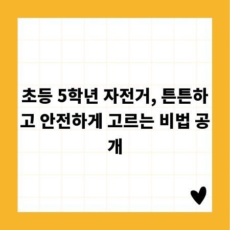 초등 5학년 자전거, 튼튼하고 안전하게 고르는 비법 공개