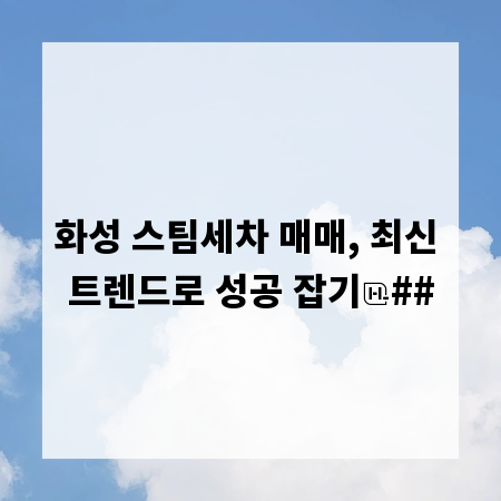 화성 스팀세차 매매, 최신 트렌드로 성공 잡기
##