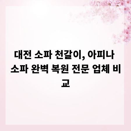 대전 소파 천갈이, 아피나 소파 완벽 복원 전문 업체 비교