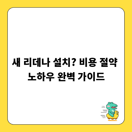 새 리데나 설치? 비용 절약 노하우 완벽 가이드