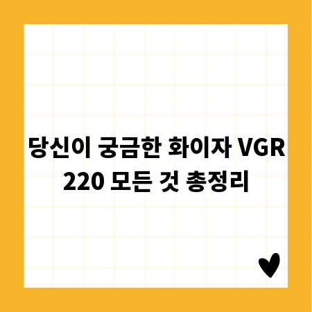 당신이 궁금한 화이자 VGR220 모든 것 총정리