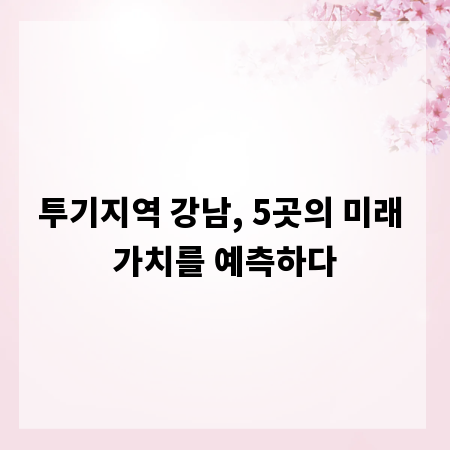 투기지역 강남, 5곳의 미래 가치를 예측하다