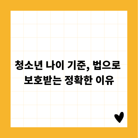 청소년 나이 기준, 법으로 보호받는 정확한 이유