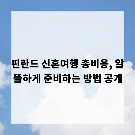핀란드 신혼여행 총비용, 알뜰하게 준비하는 방법 공개