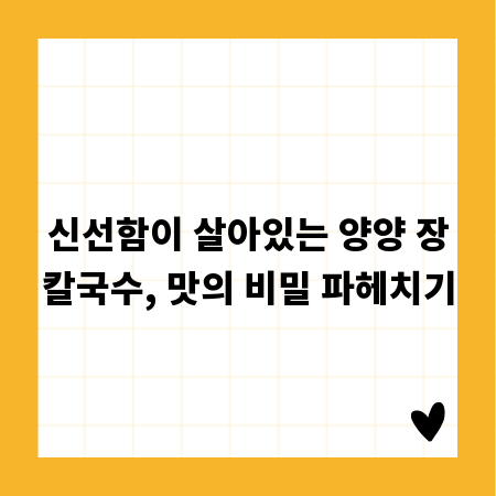 신선함이 살아있는 양양 장칼국수, 맛의 비밀 파헤치기